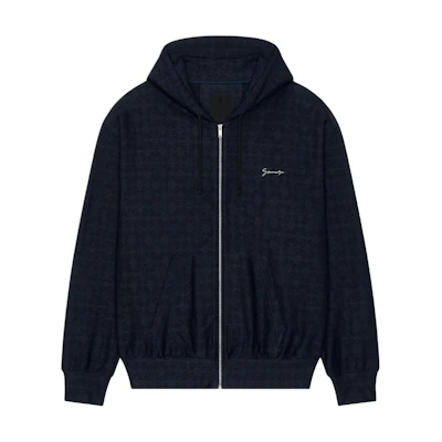 Givenchy SS25 Monogram 72 Cotton Long-Sleeve Hoodie Jacket Black BMJ0LB3YPY-006