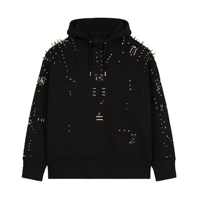 Givenchy Studded Drawstring Hoodie Black Loose Fit Long Sleeve BMJ0CE3Y69-001