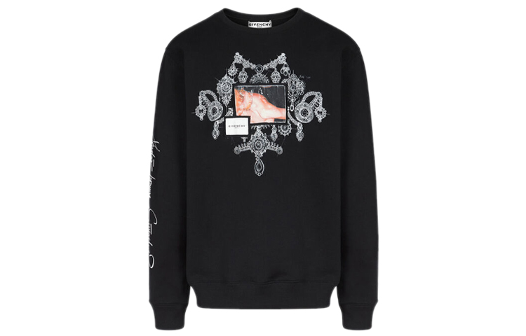 Givenchy Studio Homme Black Crewneck Pullover Sweatshirt for Men BMJ08Q30AF-001