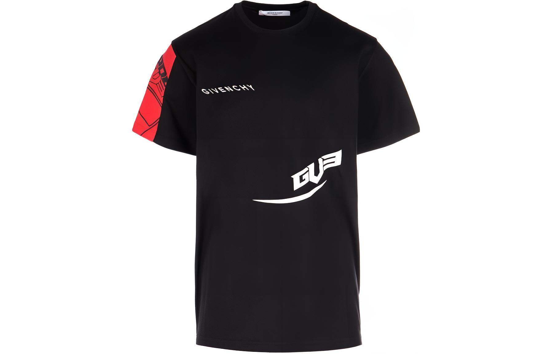 Givenchy Two-Tone Slim Fit Short Sleeve Printed T-Shirt Black - BM70JU3002-009