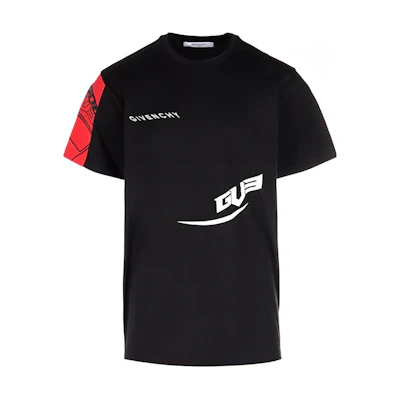 Givenchy Two-Tone Slim Fit Short Sleeve Printed T-Shirt Black - BM70JU3002-009