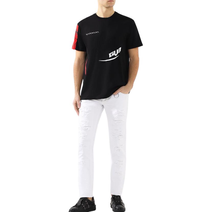 Givenchy Two-Tone Slim Fit Short Sleeve Printed T-Shirt Black - BM70JU3002-009 圖 3