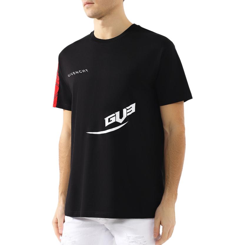 Givenchy Two-Tone Slim Fit Short Sleeve Printed T-Shirt Black - BM70JU3002-009 圖 4
