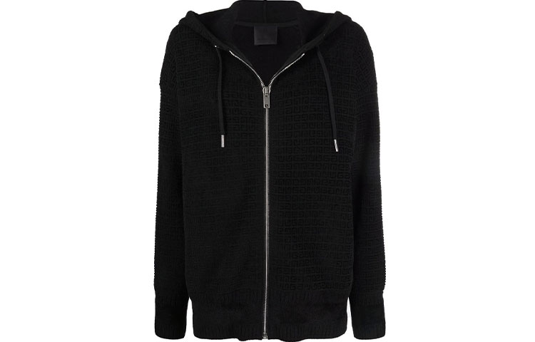 Givenchy Unisex Solid Color Zip-Up Hoodie Black BW00DF4ZAG-001