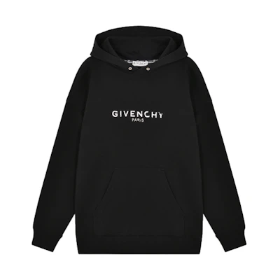 GIVENCHY Vintage Logo Print Classic Hoodie Black BM700R30AF-001