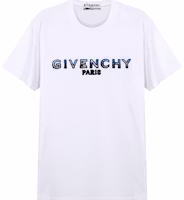 Givenchy White Blue Short Sleeve T-Shirt with Logo BM70UY3002-114 Givenchy White Blue Short Sleeve T-Shirt with Logo BM70UY3002-114