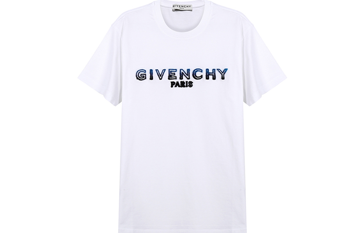 Givenchy White Blue Short Sleeve T-Shirt with Logo BM70UY3002-114 圖 2