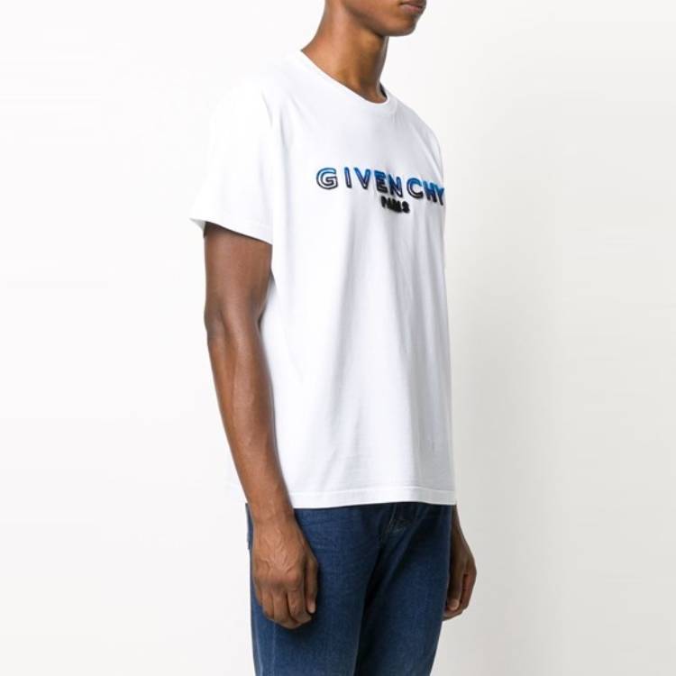 Givenchy White Blue Short Sleeve T-Shirt with Logo BM70UY3002-114 圖 4