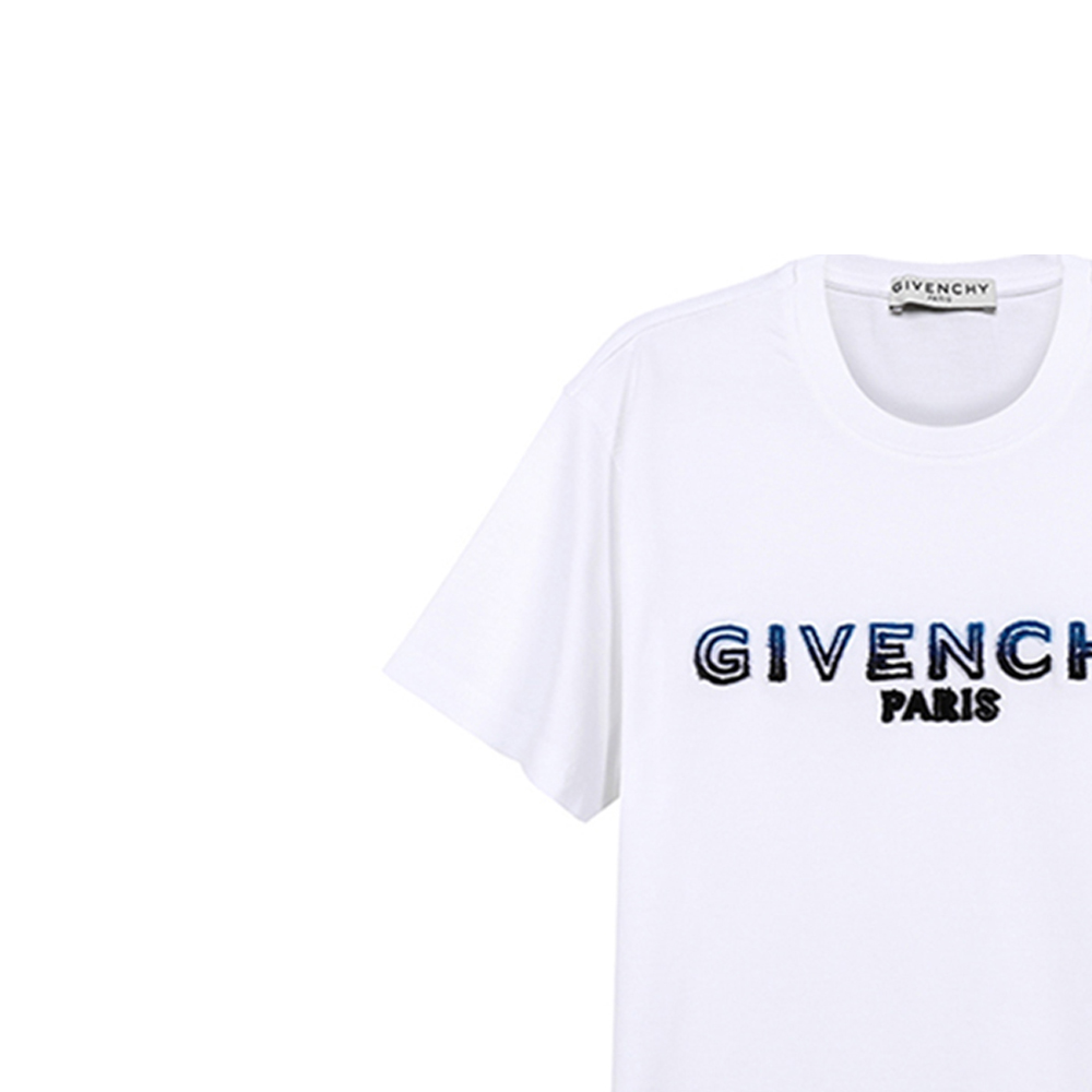 Givenchy White Blue Short Sleeve T-Shirt with Logo BM70UY3002-114 圖 6