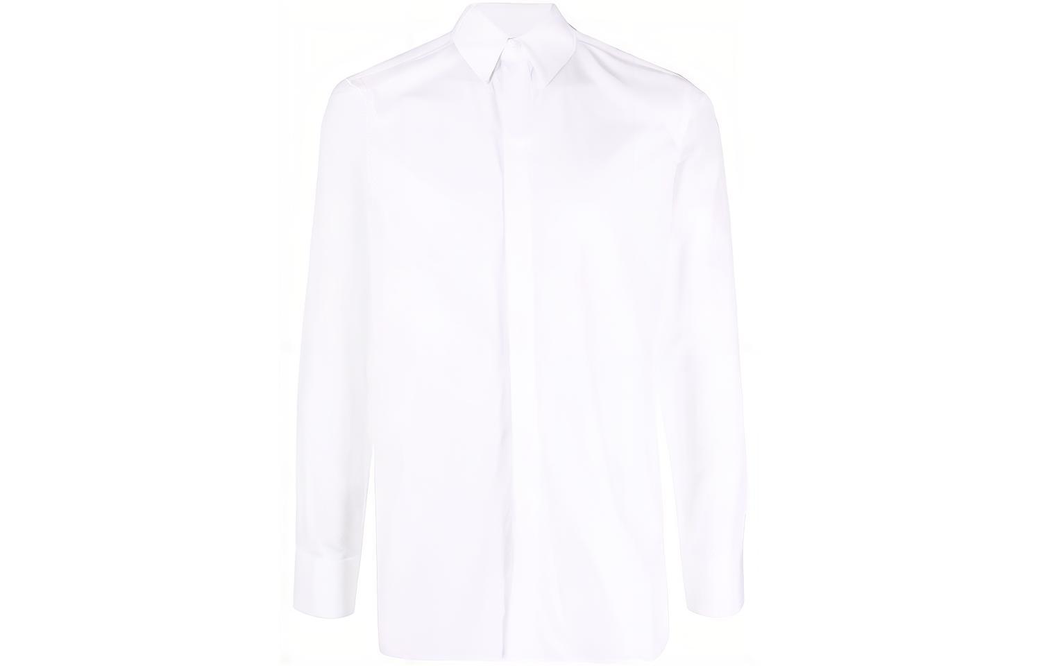 GIVENCHY White Button-Up Shirt with Pointed Collar and Long Sleeves. BM60PQ109F-100