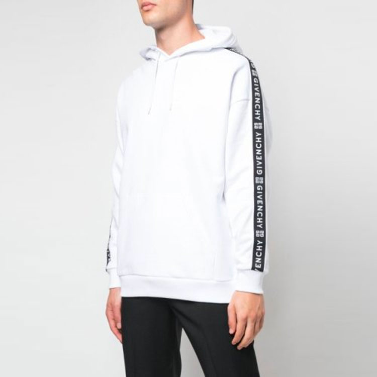 Givenchy White Cotton Striped Logo Hoodie. BMJ02K30AF-100 圖 5