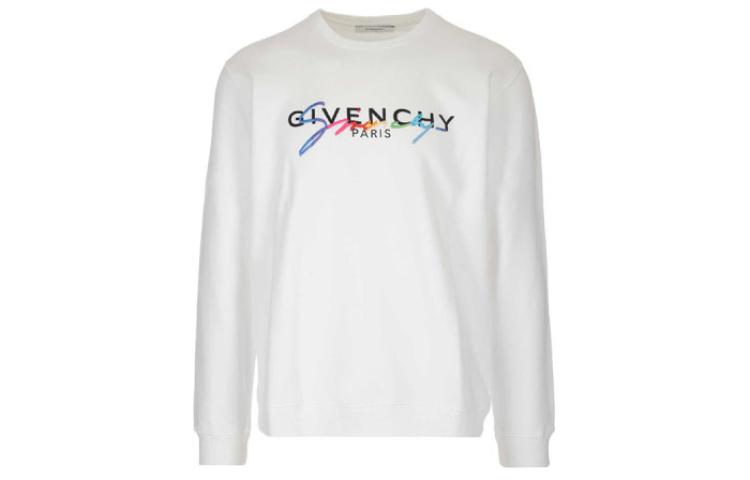 Givenchy White Crewneck Sweatshirt with Letter Print BMJ03C30AF-100
