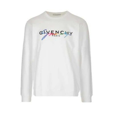 Givenchy White Crewneck Sweatshirt with Letter Print BMJ03C30AF-100