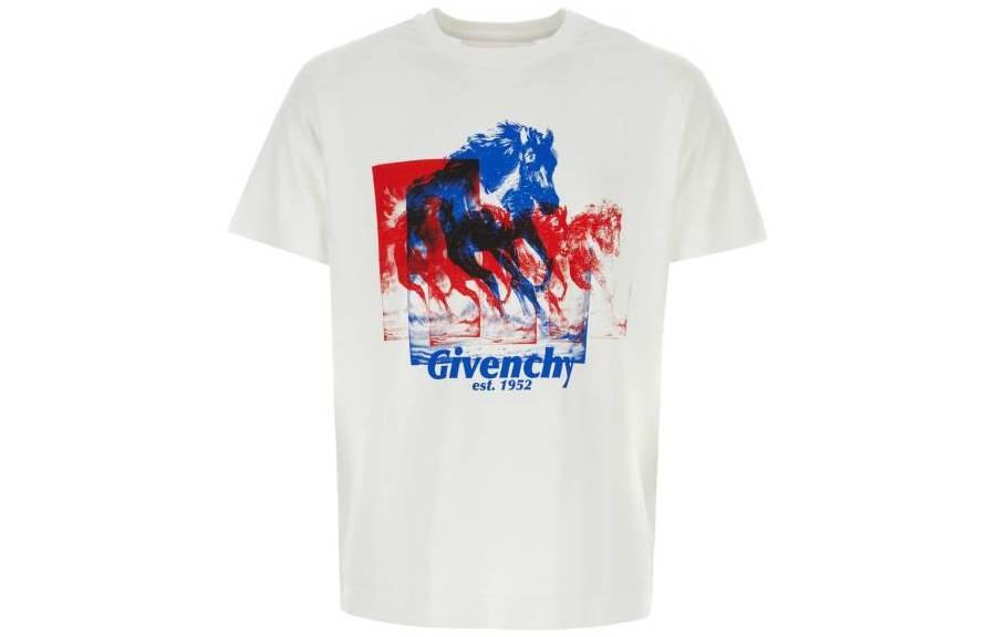 Givenchy White Crewneck T-Shirt with Lettering and Animal Print for Men. BM716R3YFH-100 圖 2