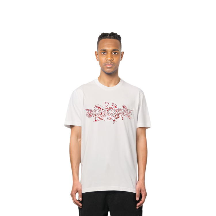 Givenchy White Letter Print Short Sleeve T-Shirt BM710W3002-100 圖 5
