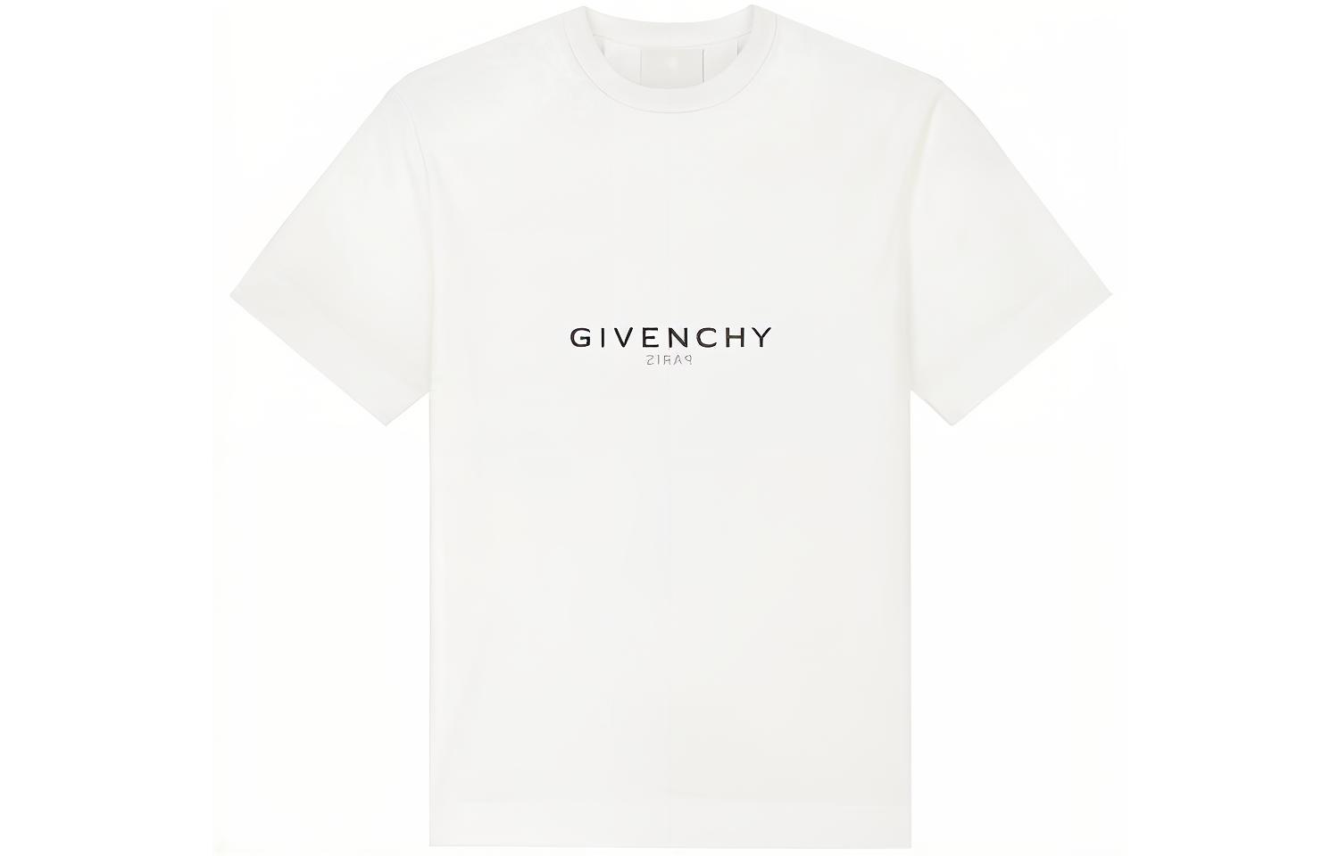 Givenchy White Logo Letter Print Crew Neck Loose Fit T-Shirt BM71533Y6B-100