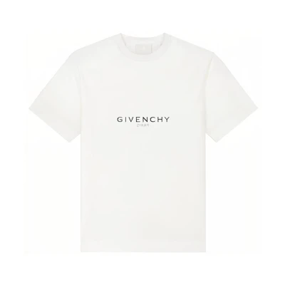 Givenchy White Logo Letter Print Crew Neck Loose Fit T-Shirt BM71533Y6B-100