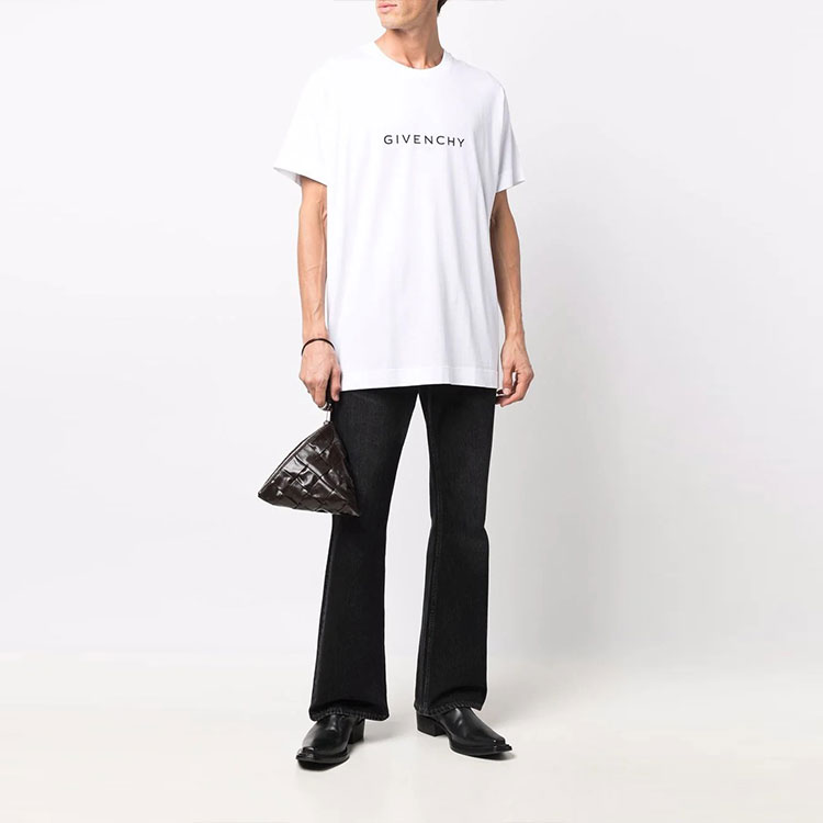 Givenchy White Logo Letter Print Crew Neck Loose Fit T-Shirt BM71533Y6B-100 圖 4