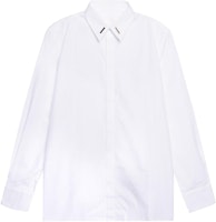 GIVENCHY White Long Sleeve Shirt with Solid Logo Plaque Casual Design BM60PU109F-119 GIVENCHY White Long Sleeve Shirt with Solid Logo Plaque Casual Design BM60PU109F-119