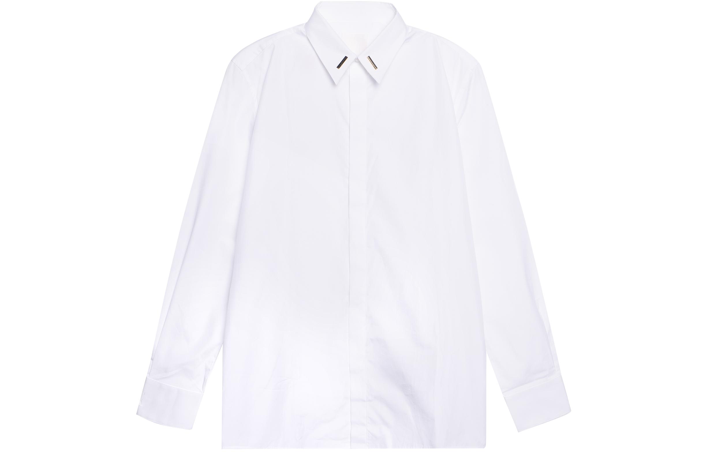 Order GIVENCHY Kemeja Lengan Panjang Putih dengan Logo Solid Desain Kasual BM60PU109F-119