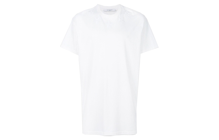 GIVENCHY White Loose Fit T-Shirt with Star Embroidery BM701L3Y03-100