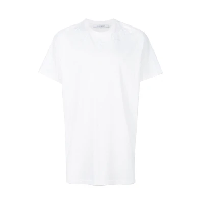 GIVENCHY White Loose Fit T-Shirt with Star Embroidery BM701L3Y03-100
