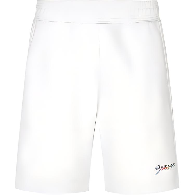 Givenchy White Shorts with Multicolor Letter Embroidery for Men BM50F330AF-100