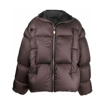 GIVENCHY Winter Brown Hooded Zip-Up Puffer Jacket Casual Loose Fit BM00T213T4-201