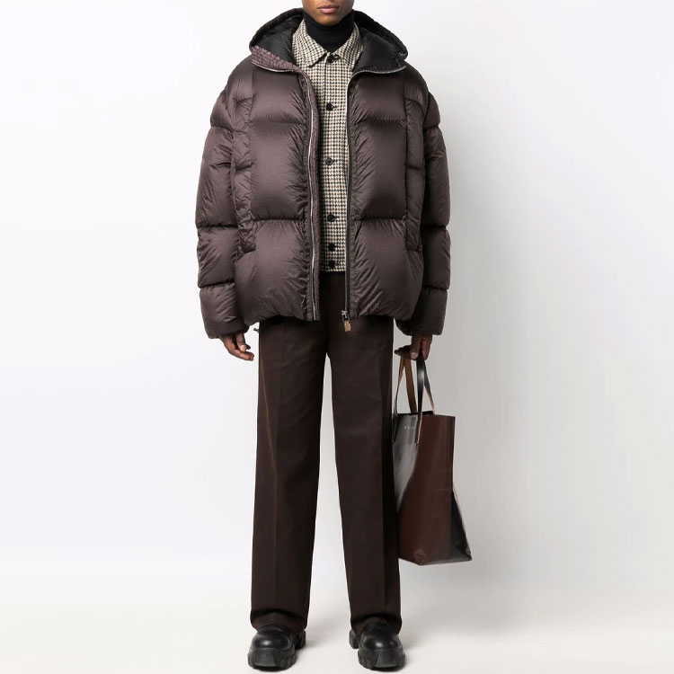 GIVENCHY Winter Brown Hooded Zip-Up Puffer Jacket Casual Loose Fit BM00T213T4-201 圖 3