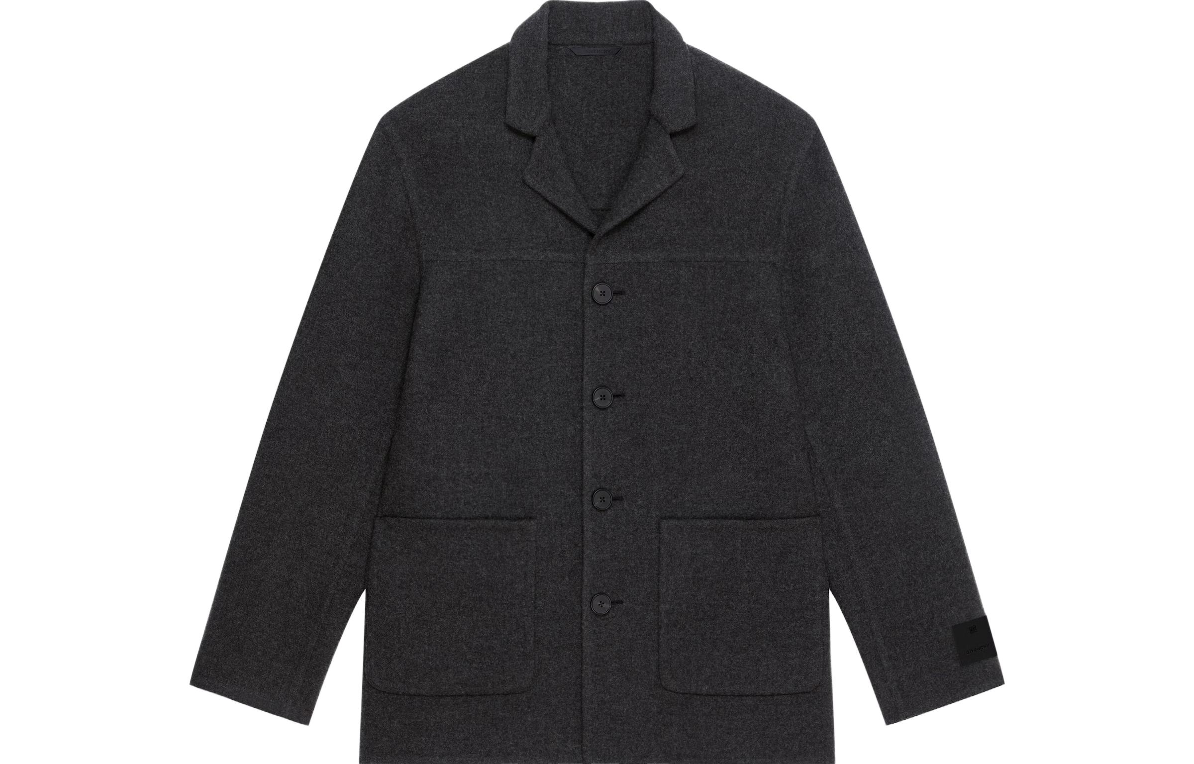 Givenchy Wool & Cashmere Double Face Gray Jacket with Single-Breasted Design BM30EP151L-021