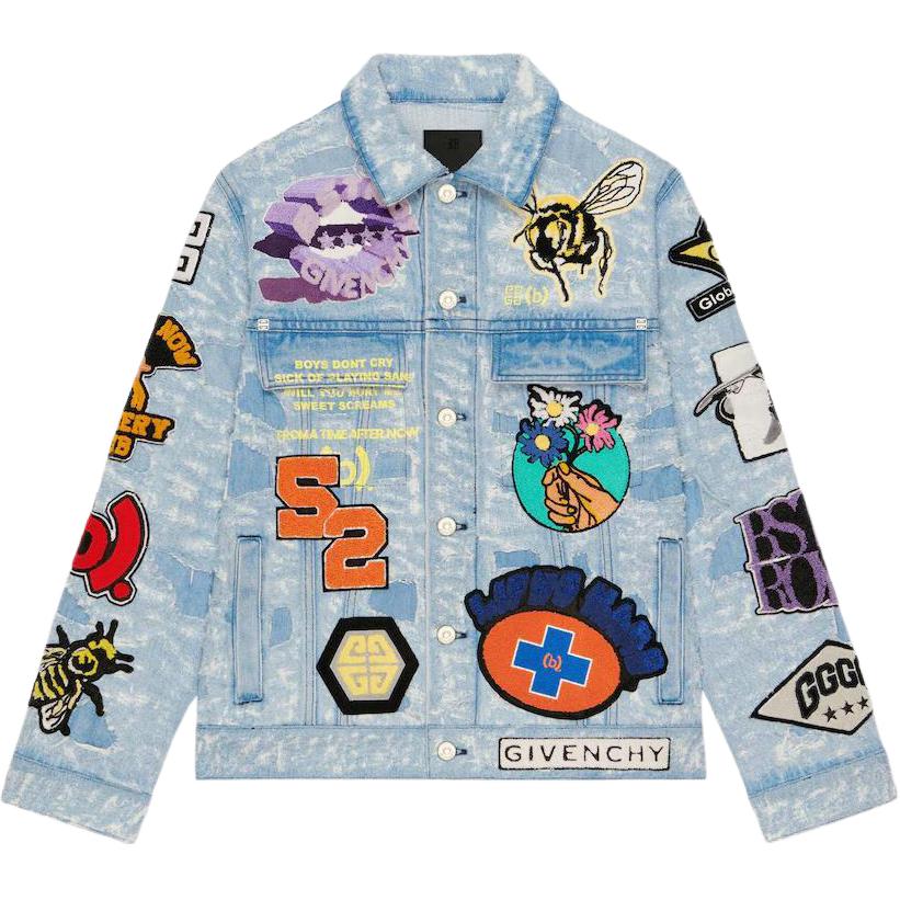 Givenchy BSTROY FW22 Light Blue Cartoon Patch Polo Jacket Men BM00Q65Y45-420