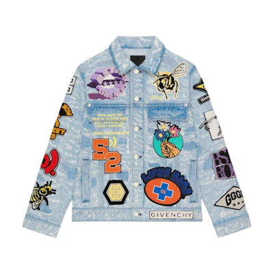 Givenchy BSTROY FW22 Light Blue Cartoon Patch Polo Jacket Men BM00Q65Y45-420