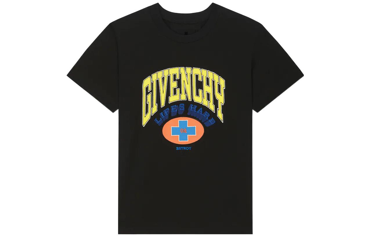 Givenchy BSTROY FW22 Logo Print Crewneck Short Sleeve T-Shirt Black . BM716R3Y97-001