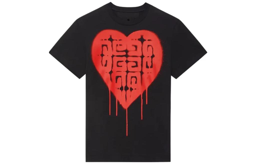 GIVENCHY Chito 4G Graffiti Heart Black Short Sleeve T-Shirt . BM71CD3Y6B-001 圖 2