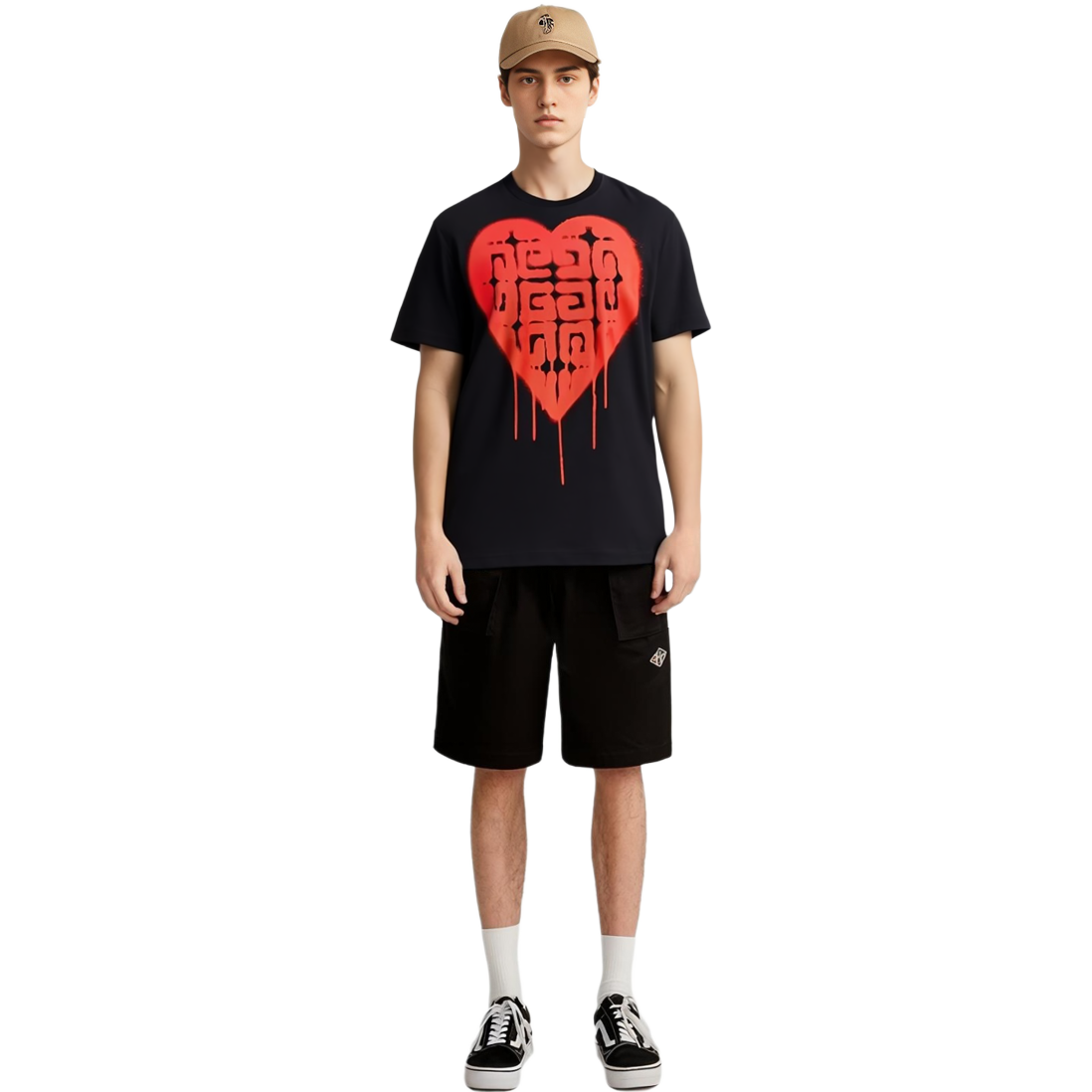 GIVENCHY Chito 4G Graffiti Heart Black Short Sleeve T-Shirt . BM71CD3Y6B-001 圖 3
