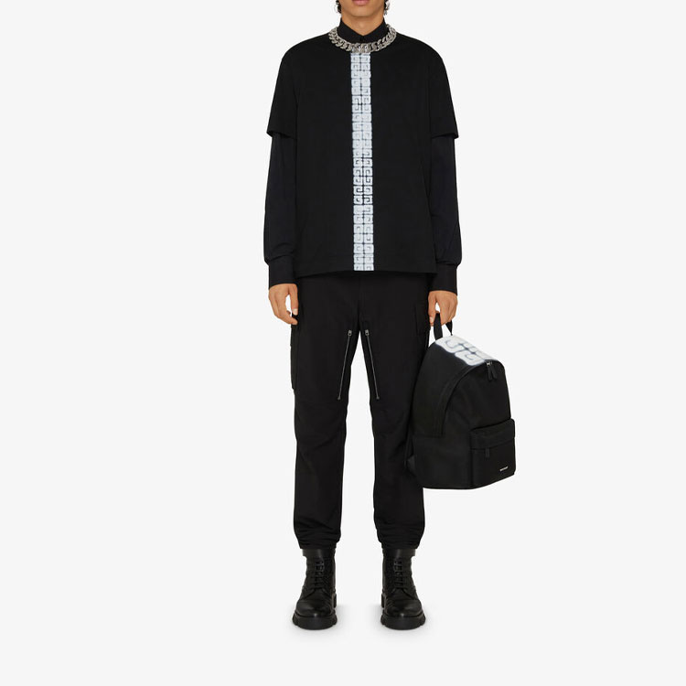 Lookbook GIVENCHY x Chito 4G 標誌圖案黑色短袖T恤 BM718B3Y6B-001