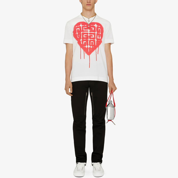 GIVENCHY Chito Graffiti Heart Crewneck Tee White Shirt BM716X3Y6B-100 圖 3