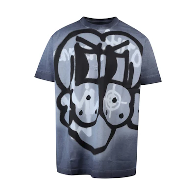 GIVENCHY Chito Midnight Blue Loose Fit Tee with Dog Print for Men. BM71853Y6B-403