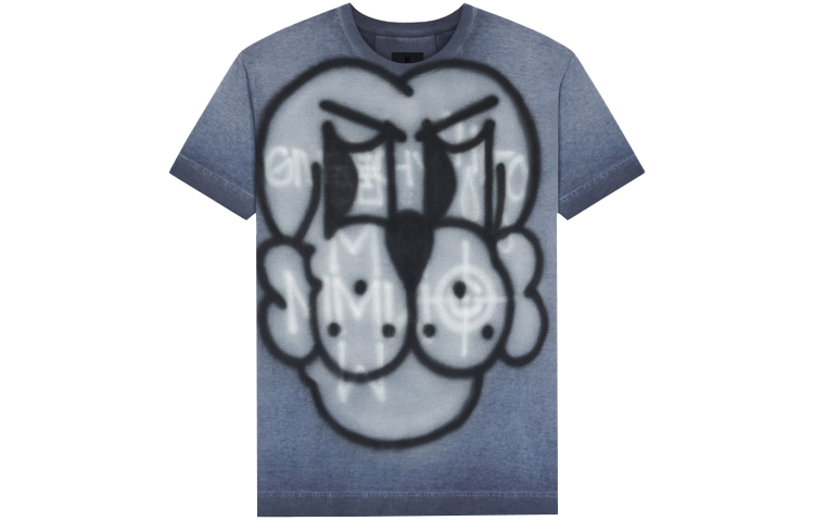 Order 지방시 x 치토 미드나잇 블루 남성용 강아지 프린트 루즈핏 티셔츠. BM71853Y6B-403