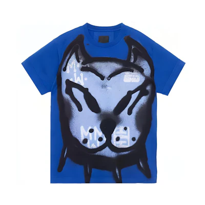 GIVENCHY Chito SS22 Blue Dog Print Crewneck T-Shirt Short Sleeve Tee. BM71EG3Y6B-426