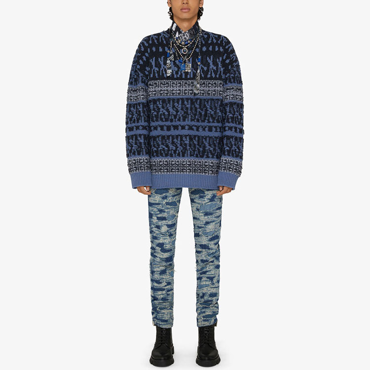 Lookbook GIVENCHY x Chito SS22 拼色圆领套头毛衣 男款 蓝色. BM90HJ4Y9S-407