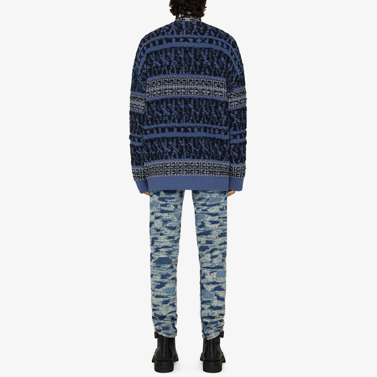 Shop GIVENCHY x Chito SS22 拼色圆领套头毛衣 男款 蓝色. BM90HJ4Y9S-407