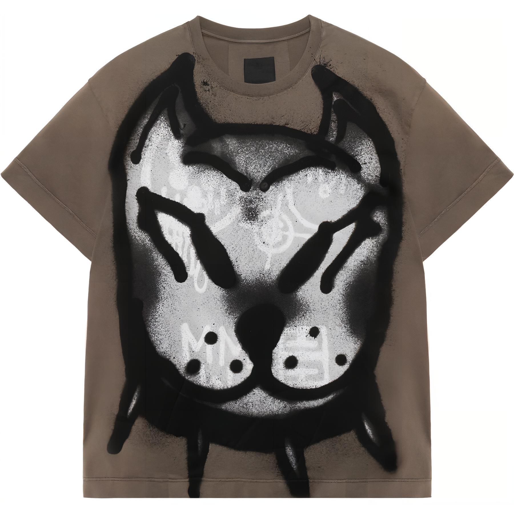 Givenchy Chito SS22 Green Spray Paint Effect Short Sleeve T-Shirt BM71873Y6B-309