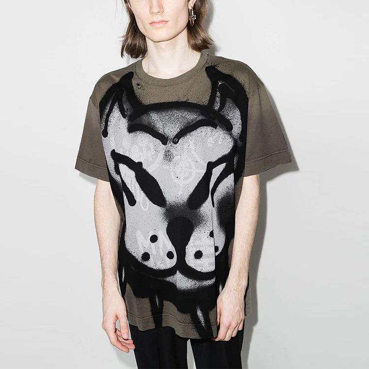 Givenchy Chito SS22 Green Spray Paint Effect Short Sleeve T-Shirt BM71873Y6B-309 圖 5