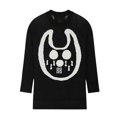 Givenchy Chito SS22 Mask Pattern Knit Wool Sweater Black . BM90GY4Y9A-004