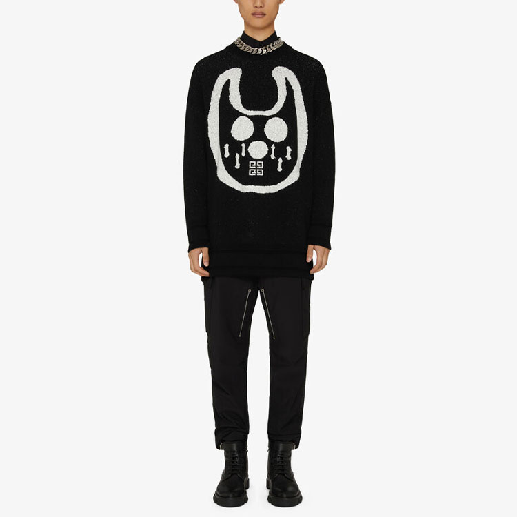 Lookbook Givenchy x Chito SS22 Mask Pola Rajut Sweater Wol Hitam. BM90GY4Y9A-004
