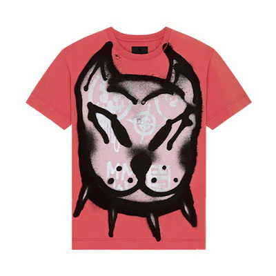 Givenchy Chito SS22 Red Oversized Letter Dog Print T-Shirt . BM71873Y6B-600