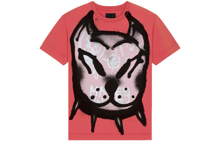 Order 纪梵希 x Chito SS22 红色宽松字母狗印花T恤 BM71873Y6B-600