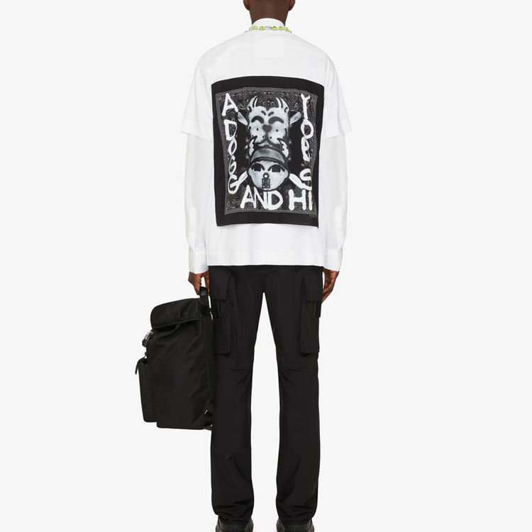 Shop GIVENCHY x Chito SS22 修身白色短袖T恤搭配頭巾圖案貼布 BM719W3Y6B-100