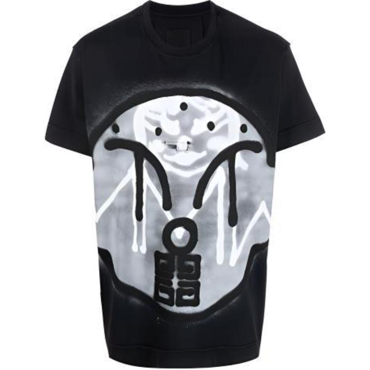 GIVENCHY x Chito SS22 Spray Paint Logo Black Crewneck Short Sleeve T-Shirt Men. BM71863Y6B-001